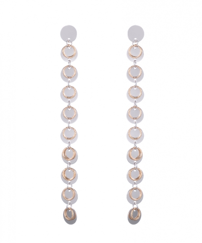 Two-Tone Disc Drop Earrings