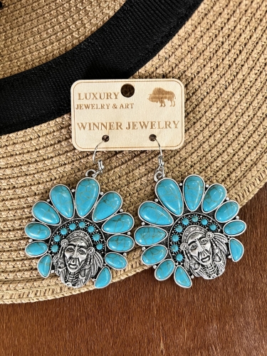 Concho Indian Head Buffalo Nickel Earrings