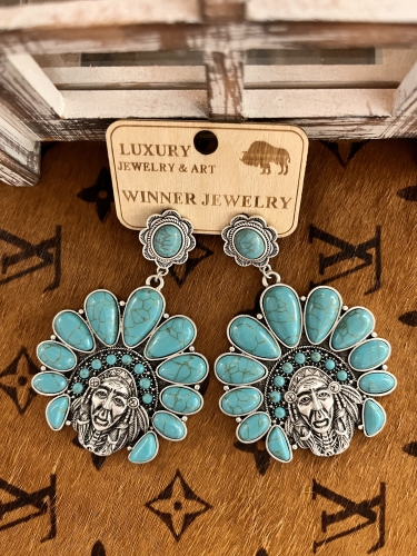 Concho Indian Head Buffalo Nickel Earrings