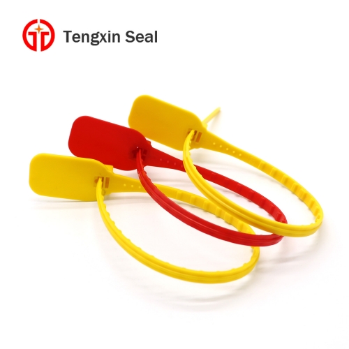 Customized one time self-locking tamper evident plastic pull tight seals