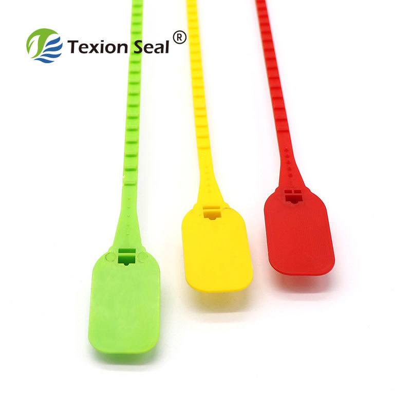 Customized one time self-locking tamper evident plastic pull tight container seals