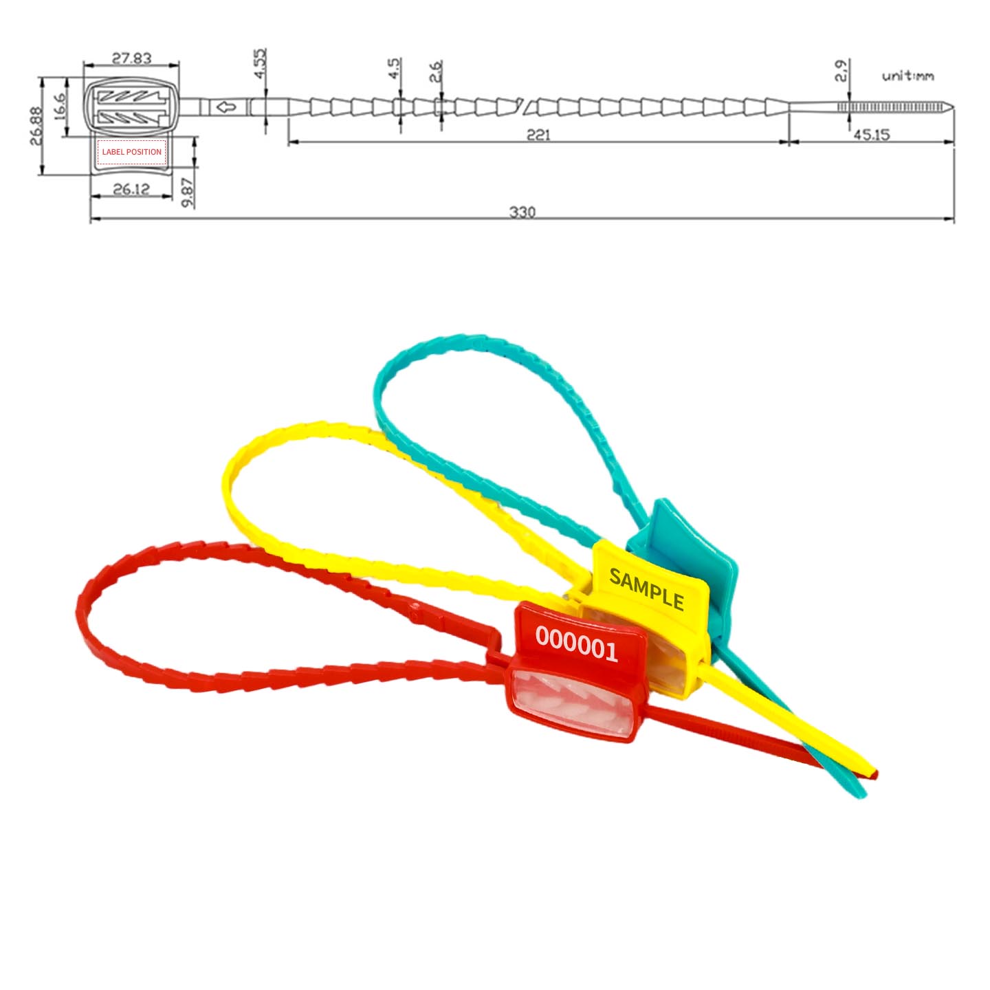 TX-PS402 Colored Security Seal Security Strap Seal Plastic Strap Seal