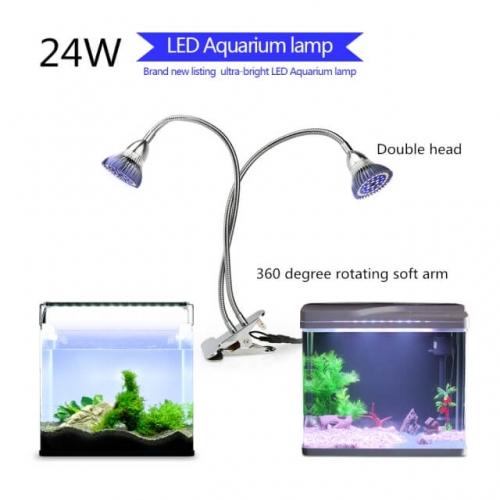 24W 84leds Dual Heads Clip LED Aquarium Lamp - SINJIAlight