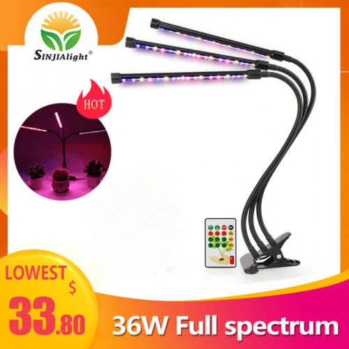 36W 108leds Full spectrum Three Heads LED Grow Clip Light  - SINJIAlight
