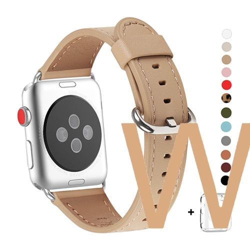 WFEAGL Compatible Apple Watch Band 38mm 42mm, Top Grain Leather Band for iWatch Series 3,Series 2,Series 1,Sport, Edition (Camel Band+Silver Buckle)