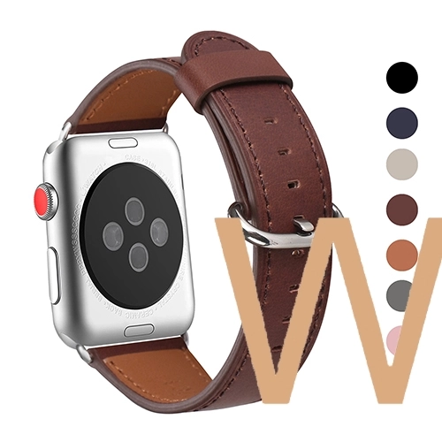 WFEAGL Compatible Apple Watch Band 38mm, Top Grain Leather Band for iWatch Series 3,Series 2,Series 1,Sport, Edition (Dark Brown Band+Silver Buckle)