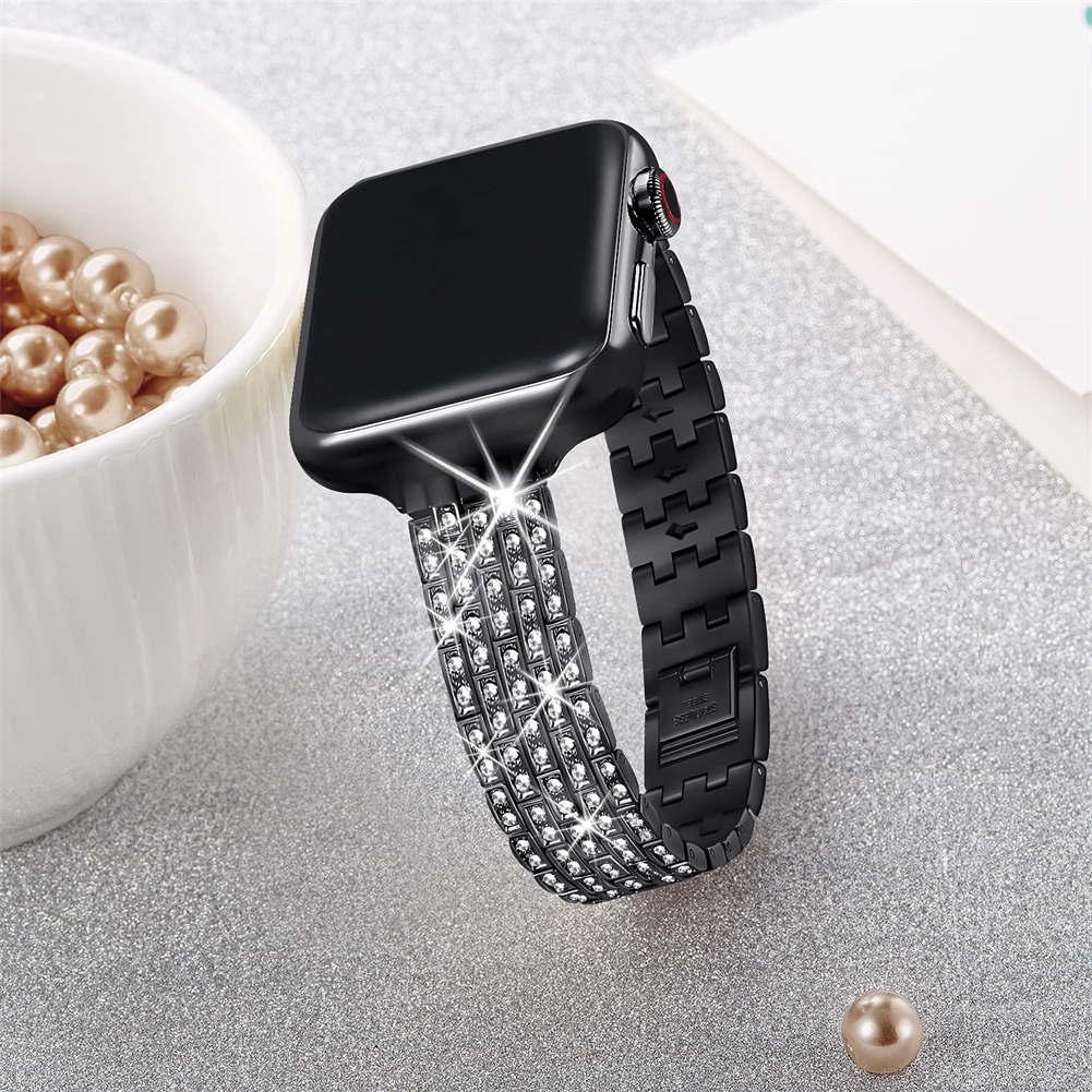 WFEAGL Stylish Women Dressy Bling Bracelet Rhinestone Apple Watch Band