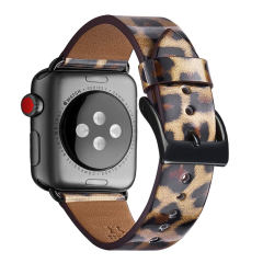 (Angry Tiger) Patterned Leather Wristband Strap for Apple Watch Series  4/3/2/1 gen,Replacement for iWatch 42mm / 44mm Bands