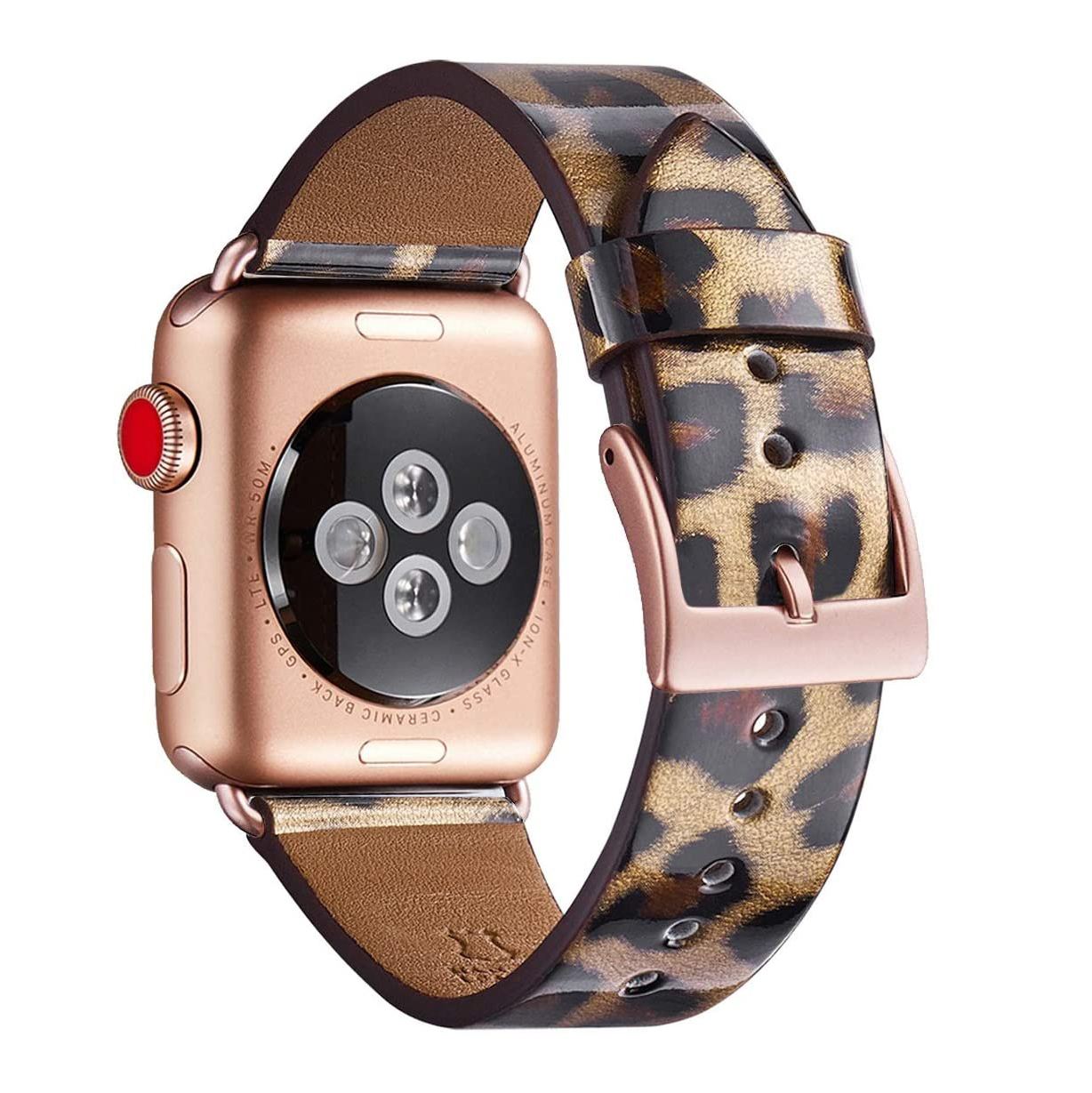 (Angry Tiger) Patterned Leather Wristband Strap for Apple Watch Series  4/3/2/1 gen,Replacement for iWatch 42mm / 44mm Bands