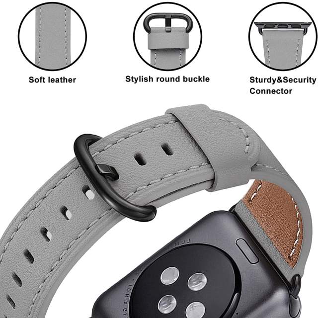 WFEAGL Classic Top Grain Leather Bands for Apple Watch All Series
