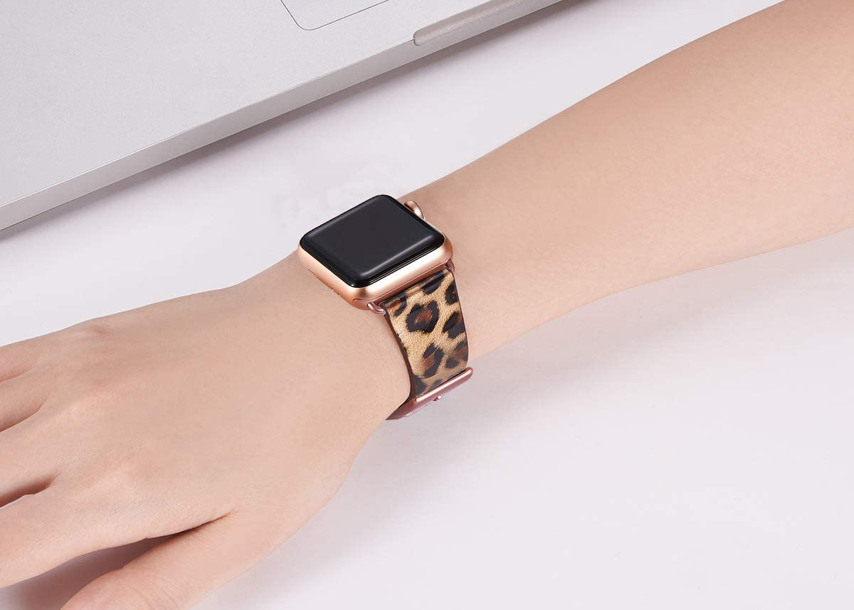 Thick Leather Apple Watch Band / Leopard or Cheetah Print / 