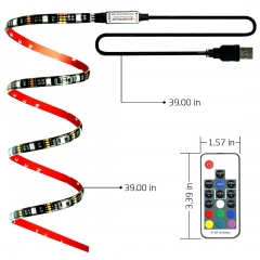 1M RGB 5050 DC 5V USB Powered LED Strip with 17keys RF Remote