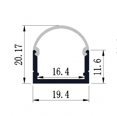 RL-1608 Surface led aluminium profile for 16.4mm LED strip light