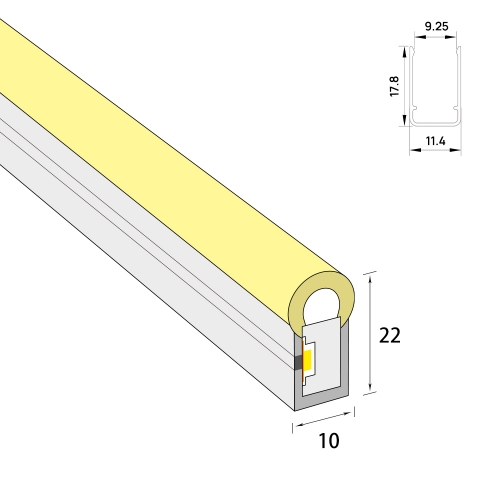 Profile for 10mm width Side View Flex Neon