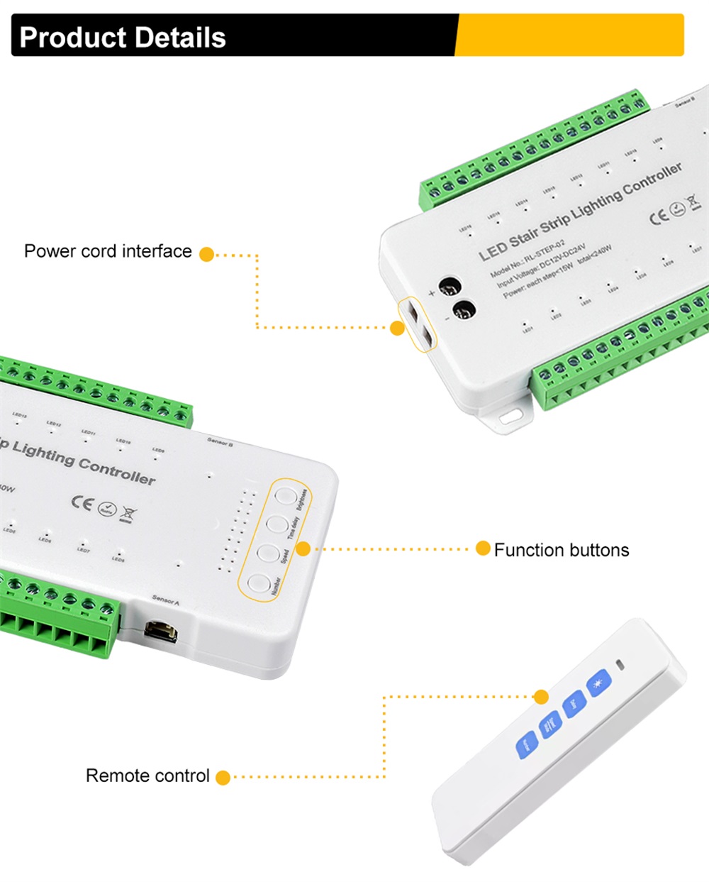 STEP02 16 Steps LED Stair Strip Lighting Controller,Professional