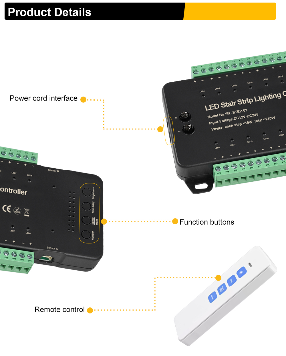 STEP02B 16 Steps LED Stair Strip Lighting Controller,Basic Series
