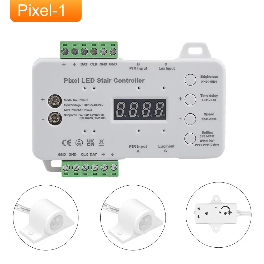 Pixel1 Pixel LED Stair Lighting Controller with daylight sensor