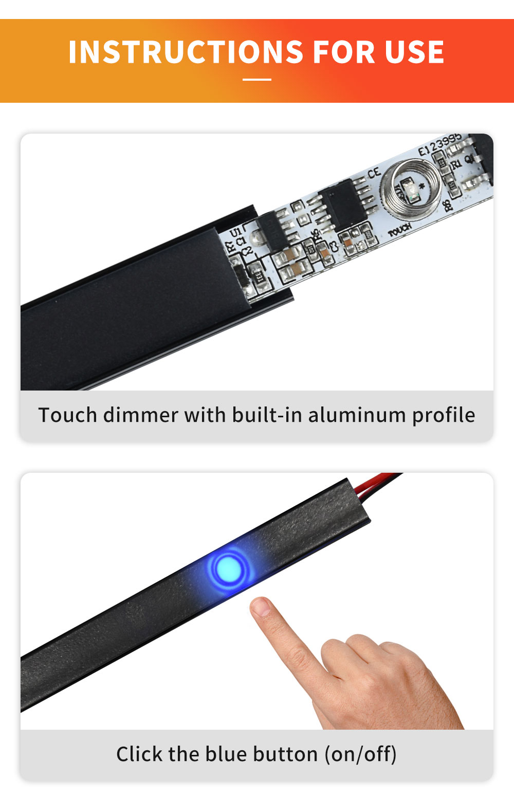 Sensor Dim DIM-T10 Solder Free Touch LED Dimmer for Aluminum Profile,Touch Sensor