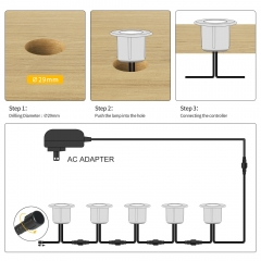 10PCS Warm White D42D Outdoor Waterproof LED Deck Light Kit