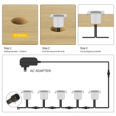 10PCS Warm White F5542C Outdoor Waterproof LED Deck Light Kit