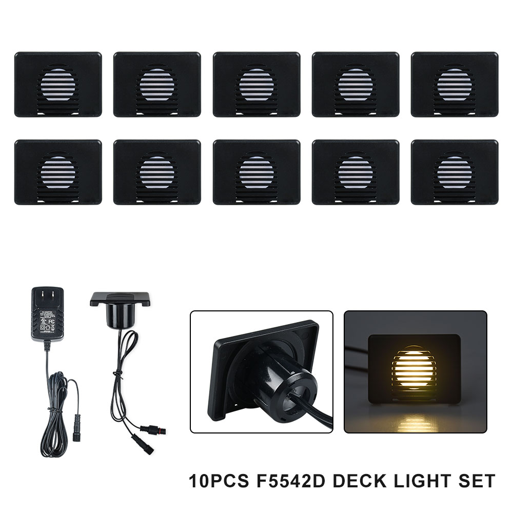10PCS Warm White F5542D Outdoor Waterproof LED Deck Light Kit,Deck
