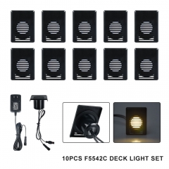 10PCS Warm White F5542C Outdoor Waterproof LED Deck Light Kit