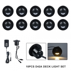 10PCS Warm White D42A Outdoor Waterproof LED Deck Light Kit
