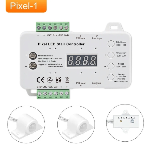 Pixel-1 Pixel LED Stair Lighting Controller with daylight sensor