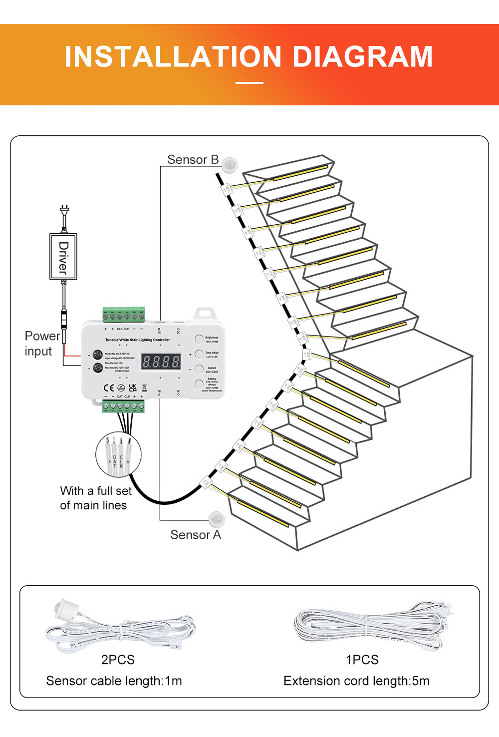 STEP-10 Tunable White Stair Lighting Controller,Basic Series Stair ...