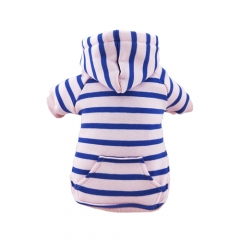 Pink and blue stripes fleece hoodie for dogs