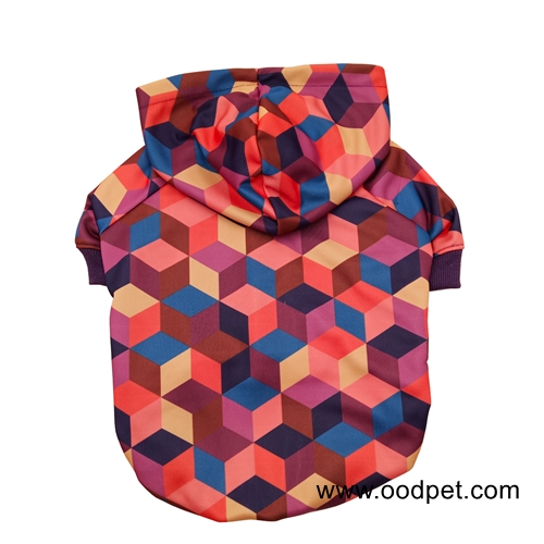 Colorful cube patterns dog coat