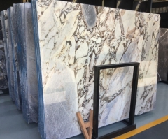 Amazing Milky Dark Blue Marble Big Slab For Artist Design