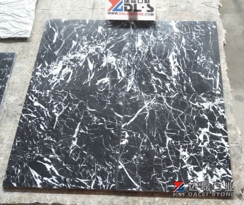 Chinese Black Marble Tiles Nero Marquina New Quarry Honed Finish