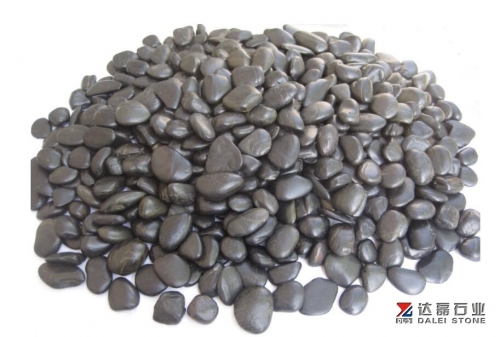 Black Color Pebble Stone High Polished