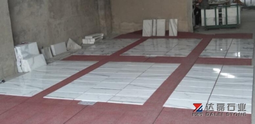 Golden Line Calacatta Marble Tiles Install For Bathroom