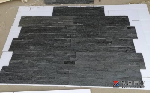 Black Quartz Slate Tiles Natural Black Culture Stone for wall cladding