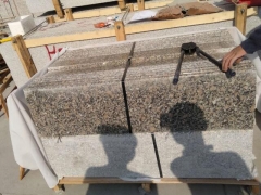 Red Granite Steps Polished One long Round Edge