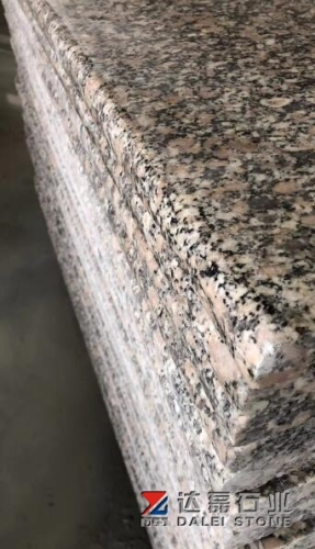 Red Granite Steps Polished One long Round Edge