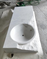 White Marble Vanity Countertops With Sinks Honed and Natural Surface Way