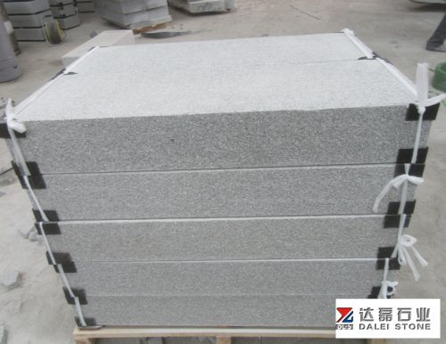 G603 Paving Granite Steps Stone Cubrstone Grey Color 6 Sides Flamed