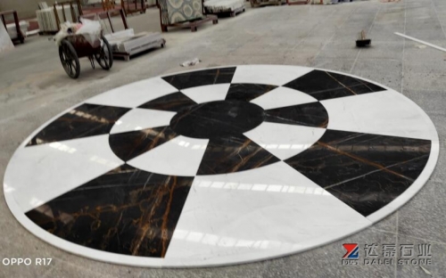 White and Black Marble Match Round Table Countertops