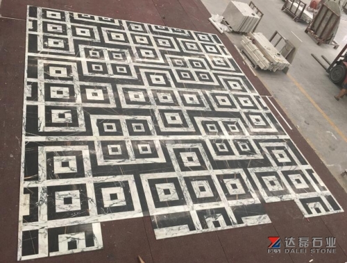 Marble Tiles Polished Floor Tiles Black and White Matched