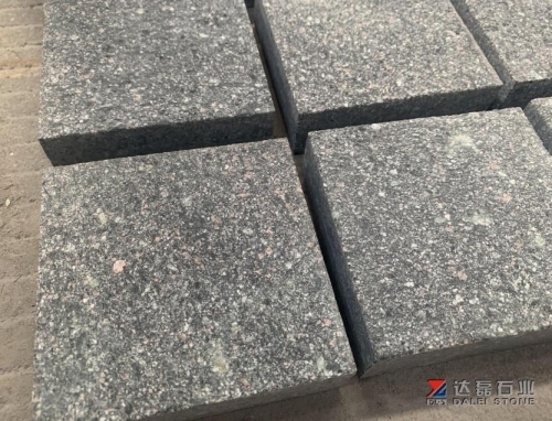 Green Porphyry Cube Stone Flamed Saw Cutting
