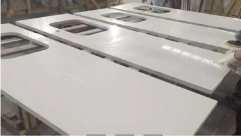 Pure White Quartz Countertops Artificial Stone Engineered Kitchen Countertops