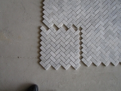 Carrara White Marble Mosaic Tile Polished Carrara Herringbone Mosaic