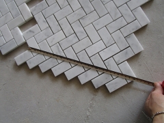 Carrara White Marble Mosaic Tile Polished Carrara Herringbone Mosaic