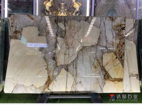 Beige Color Yellow Color Grey Lines Big Slabs Wholesale