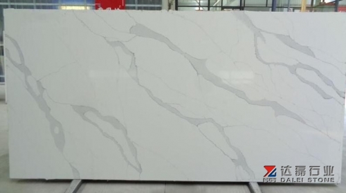 White Color Quartz Big Slabs Calacatta Quartz