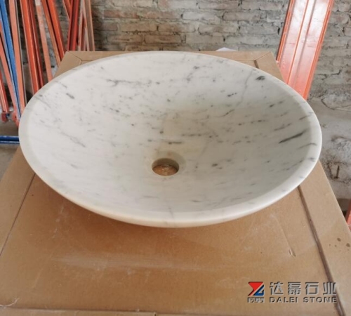 Carrara White Round Basins Honed Finish Way