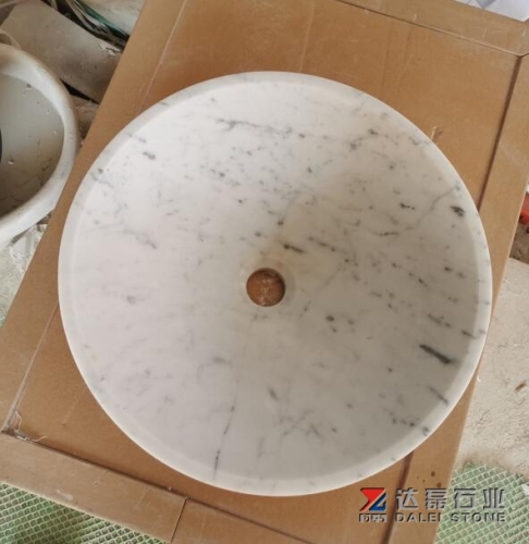 Carrara White Round Basins Honed Finish Way